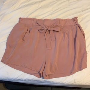 Paper bag style pink shorts